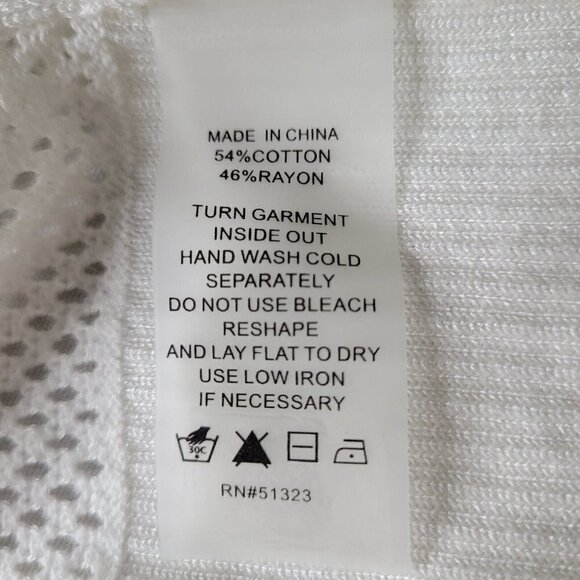 Vince Camuto Cardigan Size S Open Front Cut Out Center 3/4 Ribbed Sleeve White - Picture 6 of 9